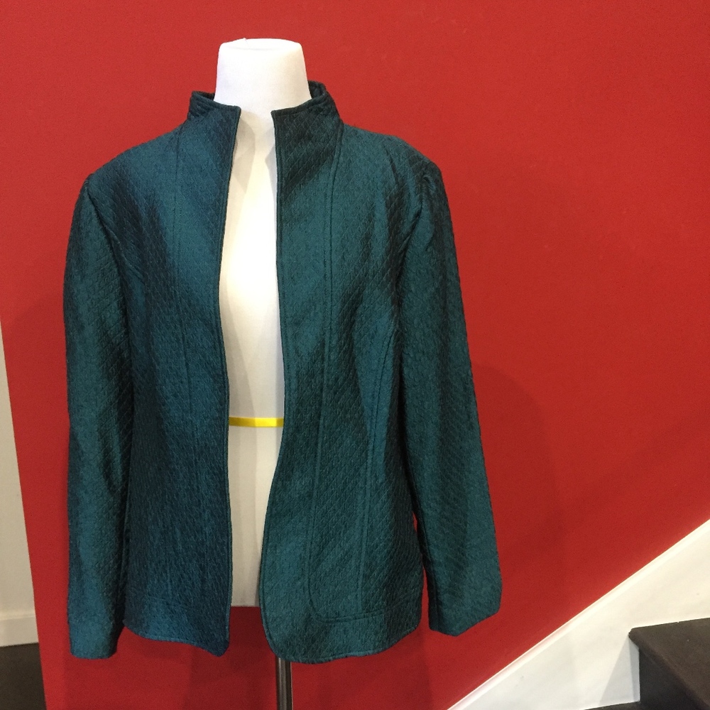 Teal Mock Neck Open Jacket
